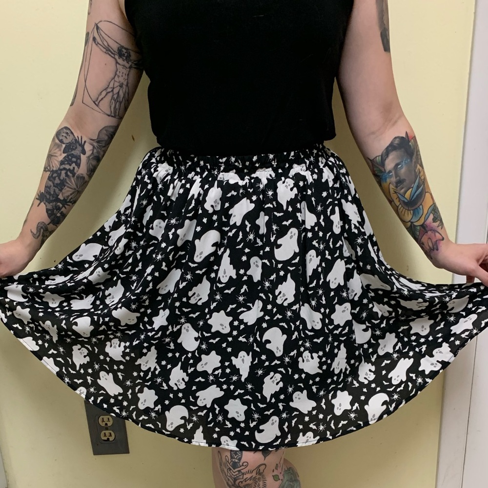 Ghost Print Skater Skirt | Size Small